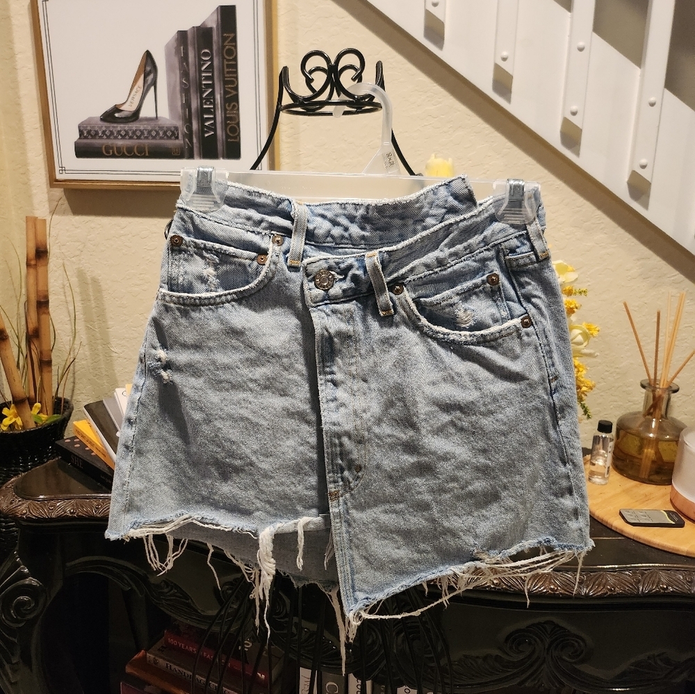 Agolde wrap jean skirt